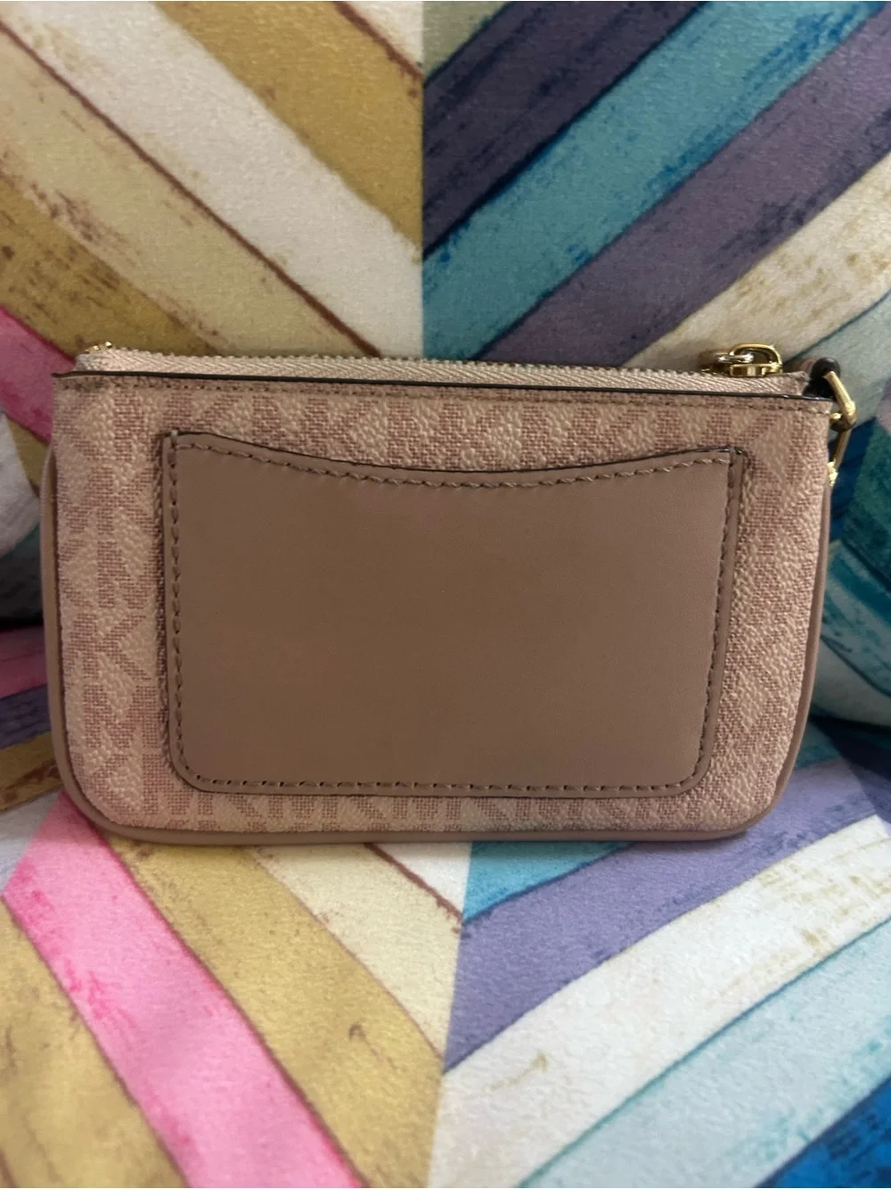 Michael Kors Jet Set Logo Zip Card Case Coin Pouch Blush